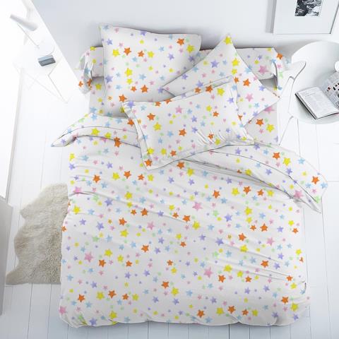 Bavlněný perkál BAREVNÉ HVĚZDIČKY - š. 150 cm
