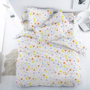 Bavlněný perkál BAREVNÉ HVĚZDIČKY - š. 150 cm