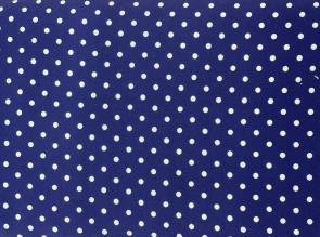 Šatová látka Bílý puntík/modrá, silky - š. 150 cm