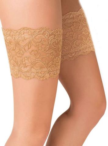Pásky na stehna KRAJKA beige 7/8