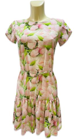 Dámské šaty SOFIE silky  tulipány 3D vel.36